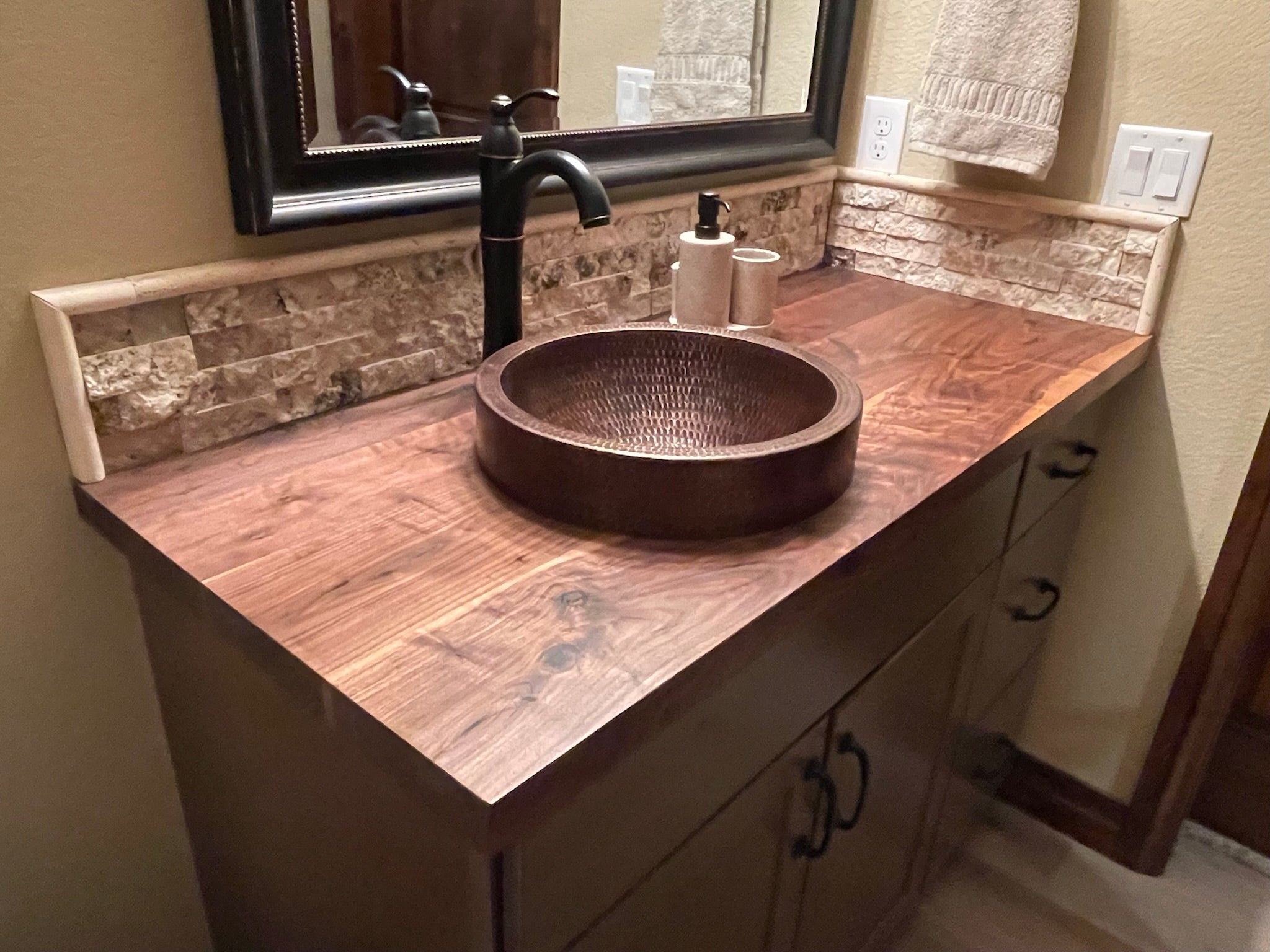 Black Walnut Vanity With Vessel Sink